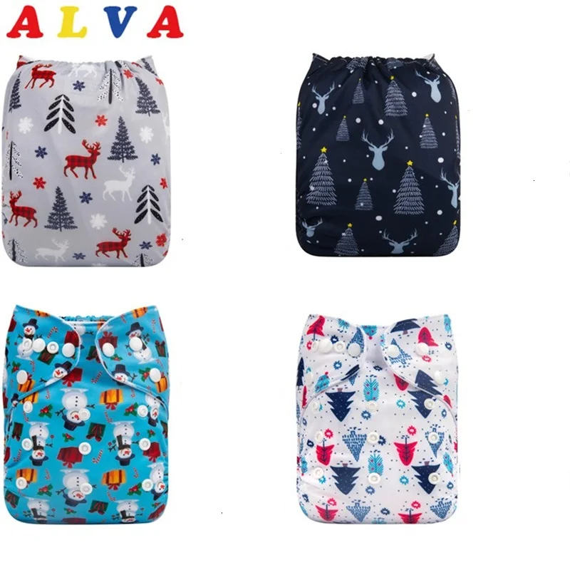 Новое поступление! U Pick Alvababy рождественская тема детские тканевые подгузники с