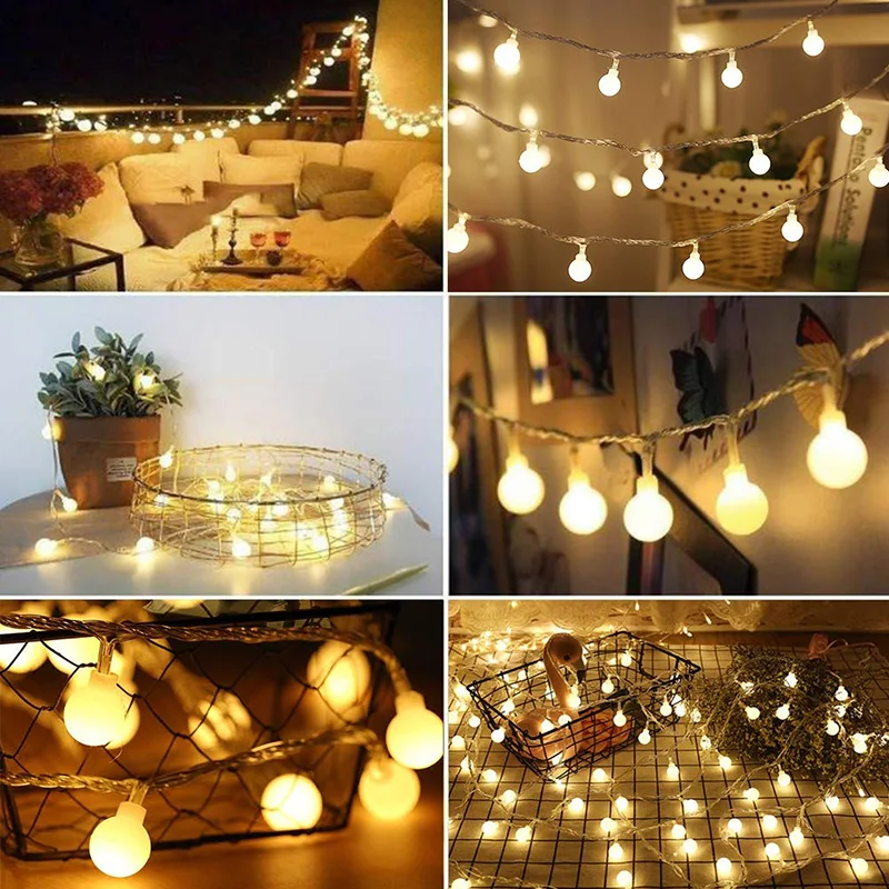 Fairy LED String Lights Christmas Round Ball Blubs Wedding Party Lamp 10M 5M 2M