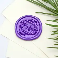 Индивидуальные инициалы с квадратным венком воск печать/пользовательские монограммы свадебные печати/свадебные приглашения печать/Пользовательские Свадебные ста