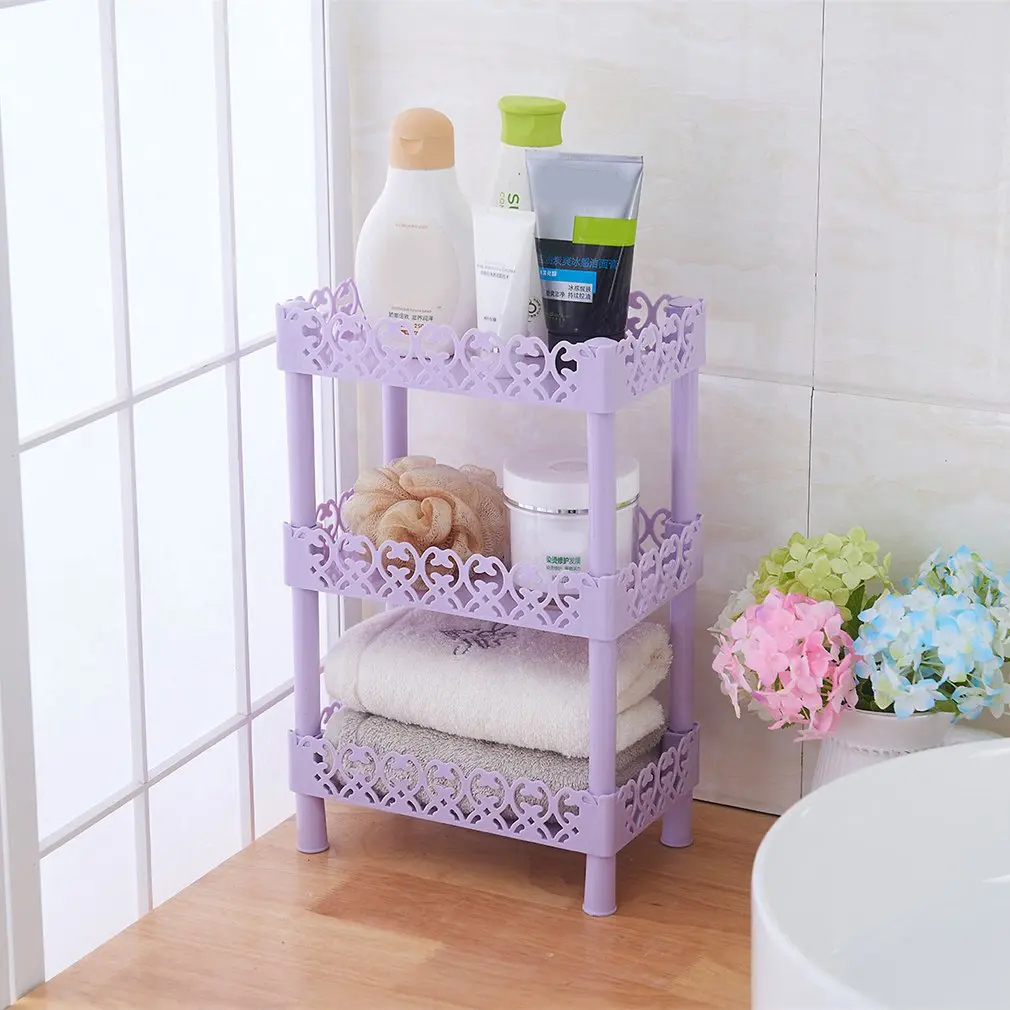 3 Tier Plastic Suction Cup Bathroom Kitchen Accessories Corner Storage Rack Square Organizer Shower Shelf Holder Stands
