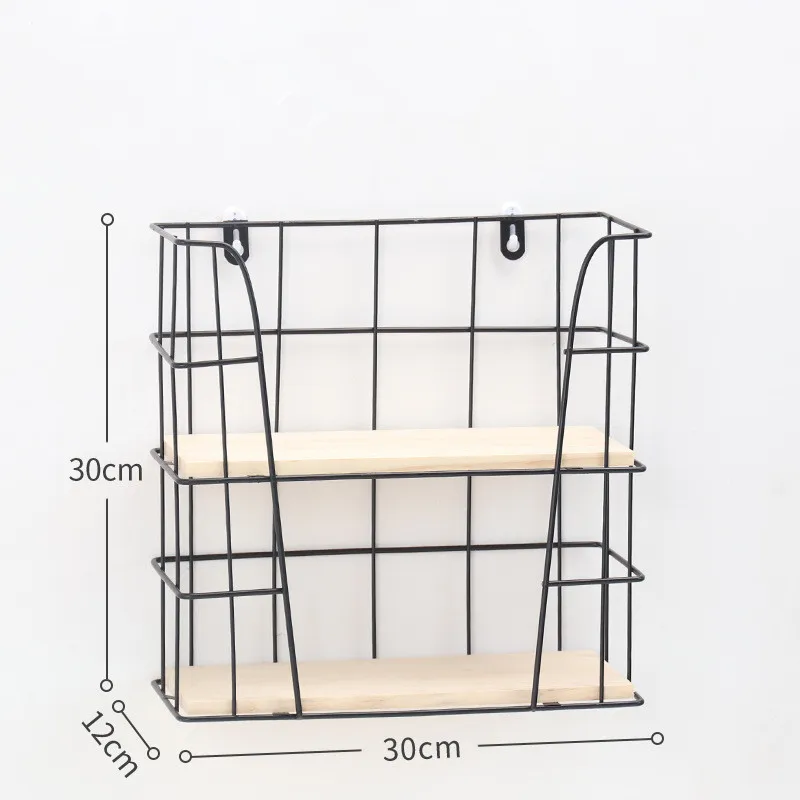 Двухслойная настенная декоративная стойка для хранения Металл Кованое железо деревянная полка для дома Настенная Цветочная полка кухня ванна стена для хранения