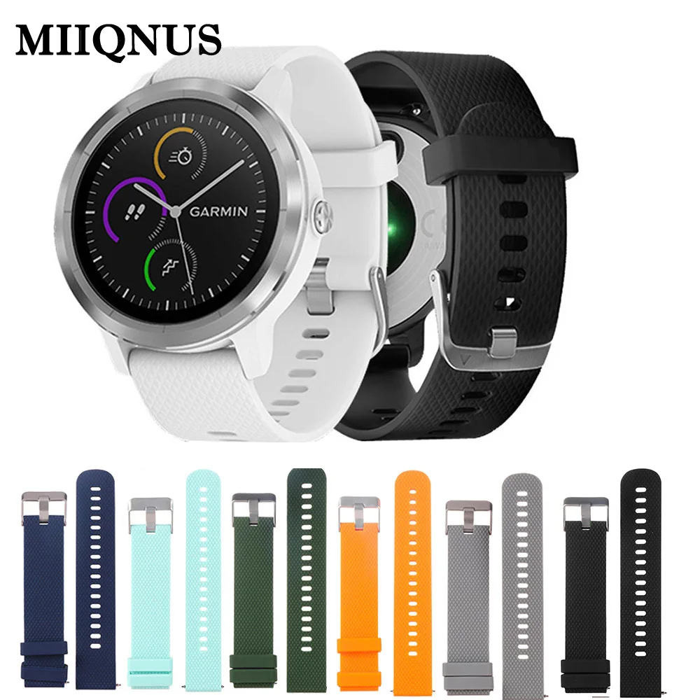 Силиконовый ремешок для часов MIIQNUS сменный браслета Garmin Vivoactive 3 / Vivomove HR 20 мм умный
