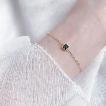 

Silvology Green Zircon Square Bracelets for Women 925 Sterling Silver Elegant Light Luxury Female Bracelets Fashion Jewelry Gift