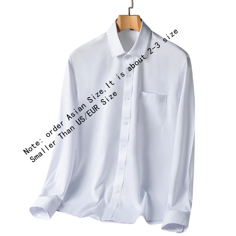 New Fashion Stretch Non-iron Shirt Anti-wrinkle Classic Solid Selfcultivation Business Casual Wear Long Sleeve Shirts for Men