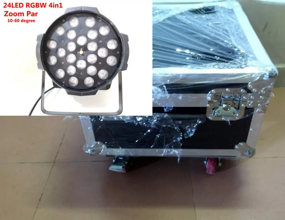 

4pcs 24x12W Zoom LED Par Lights with 1 flight case rgbw 4in1 led par light dj dmx Controller lights Led Zoom Par Light dmx