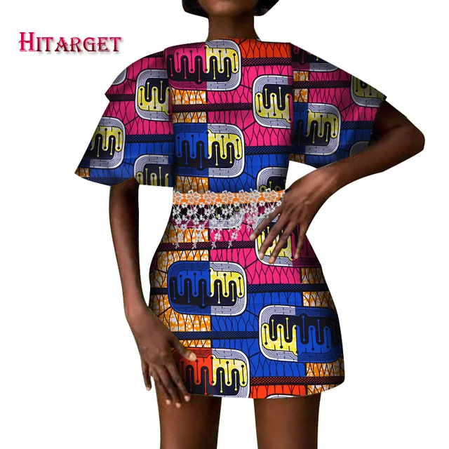 18 Hitarget женское платье в африканском стиле dashiki сексуальные платья для женщин Анкара восковая печать короткий рукав платье для женщин одежда WY4862 - Цвет: 18