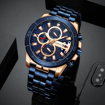 

NEW Curren Quartz Watches Men Luxury Brand Stainless Steel Chronograph Men's Watches Top Brand Luxury Waterproof Man Watch