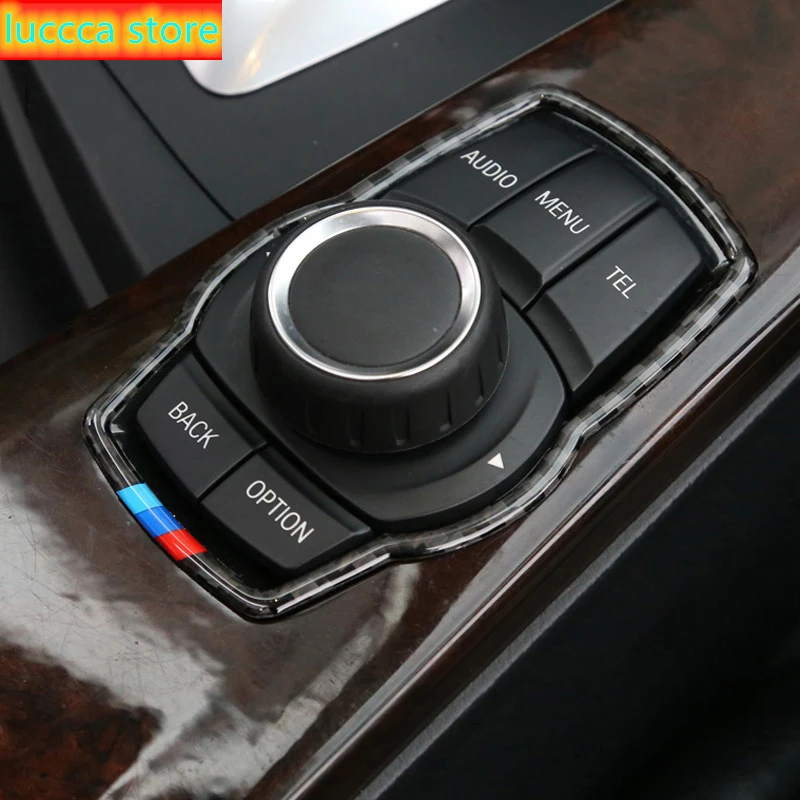 Автомобильные внутренние Мультимедийные кнопки из углеродного волокна рамка