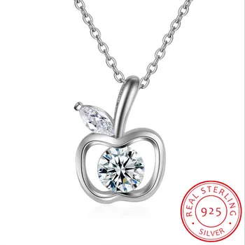 

Simple Zirconia Apple Pendant Necklace For Women 925 Sterling Silver Necklaces 45cm Chain Choker Gift