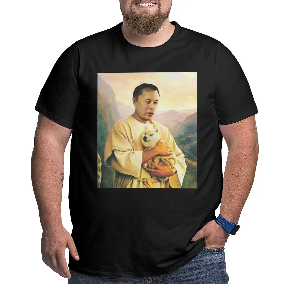 Men's T-Shirt Dogecoin To The Moon With Elon Musk Shib Novelty Cotton Big Tall Tee Shirt Short Sleeve T Shirts O Neck Tops | Мужская