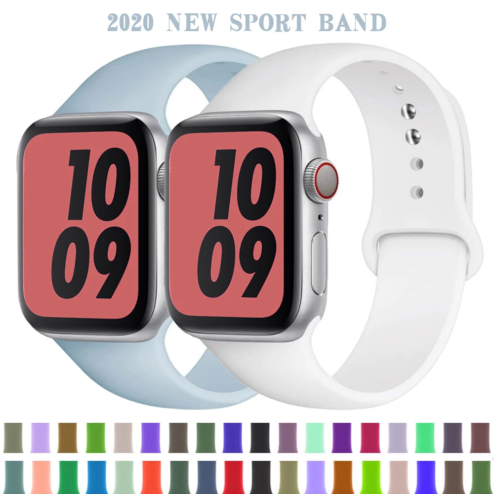 

Silicone Strap For apple watch 5 band 44mm 40mm iwatch band 38mm 42mm Sport belt bracelet correa for apple watch series 6 4 3 2