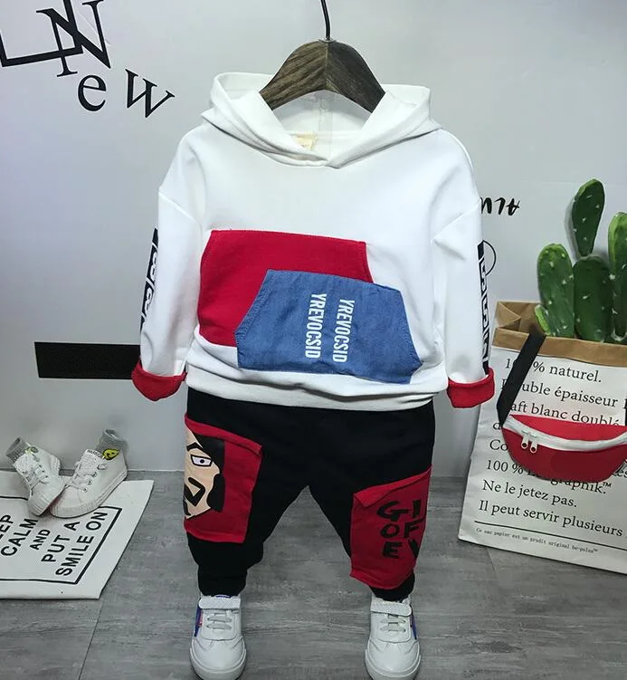 hoodie and pants Комплект одежды для маленьких мальчиков, комплекты детской одежды толстовка с длинными рукавами и штаны для мальчиков комплект из 2 предметов для мальчиков, детский спортивный костюм Одежда для мальчиков - Цвет: hoodie and pants