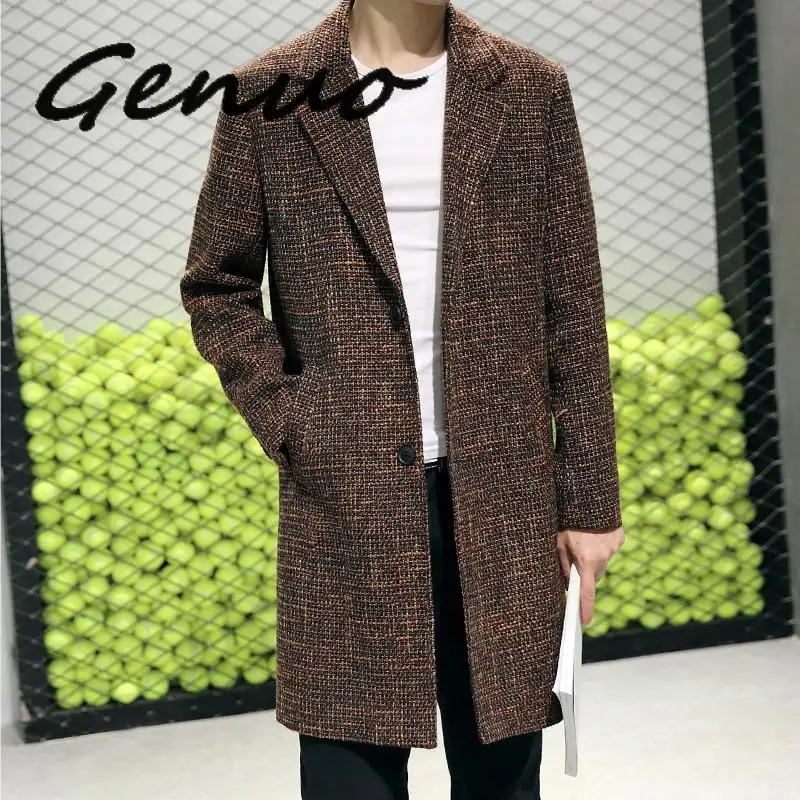Genuo Hot Sale Winter Fashion Men Wool Blends Cashmere Coat Long Section Woolen Coat Men Loose Casual Trench Jacets 6XL 5XL