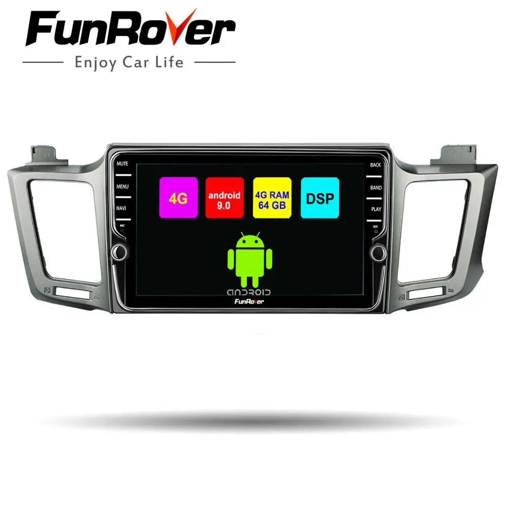  Funrover DSP Android 9.0 Car DVD Radio Multimedia Video Player Navigation GPS for Toyota RAV4 2013-