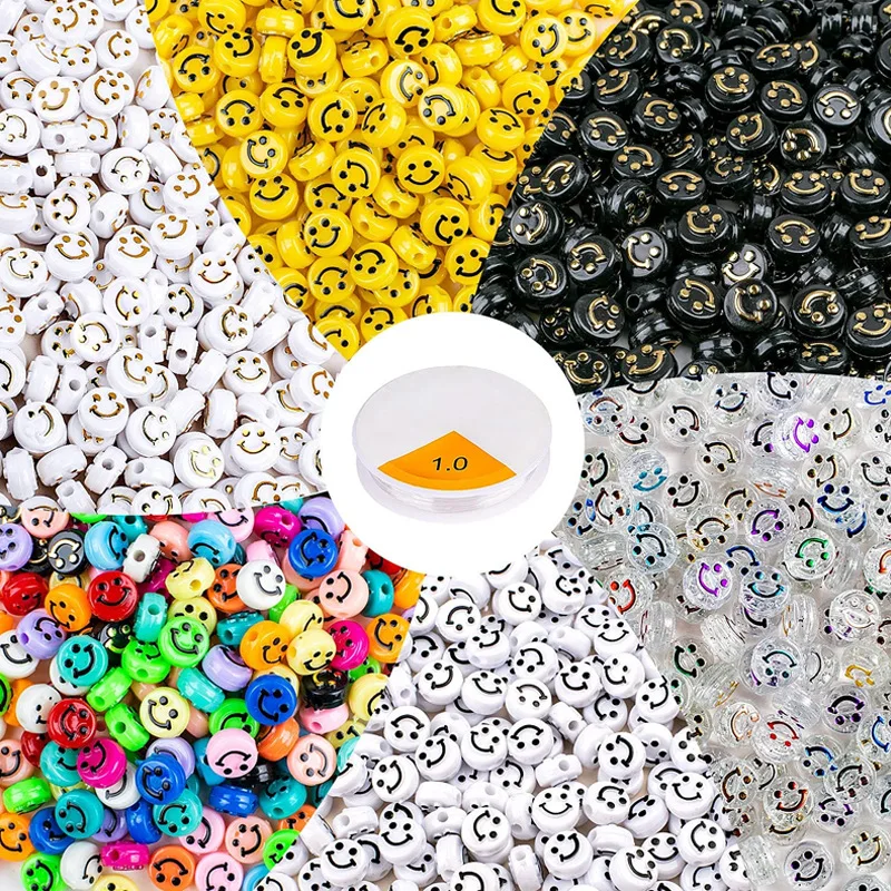 Smiley Face Beads,150pcs Happy Face Spacer Beads for DIY Bracelet Necklace  Earrings Jewelry Making