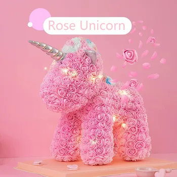

40cm Foam Rose Bear with Box PE Teddy Rose Artificial Flower Gift for Girlfriends Mother Wife Valentine's Day Gift Home Decor