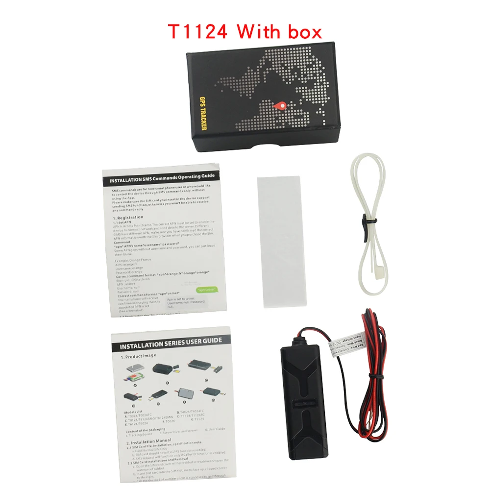 Автомобильный gps-трекер T1124 IPX7 водонепроницаемый gps локатор мгновенный вызов оповещения для анти-кражи Датчик движения, чтобы сохранить Мощность провода cut оповещения - Цвет: With box