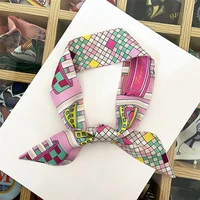 2023 New Design Plaid Print Skinny Spring Scarf Women Luxury Brand Bag Scarves Summer Neckerchief Silk Scarf For Ladies 2