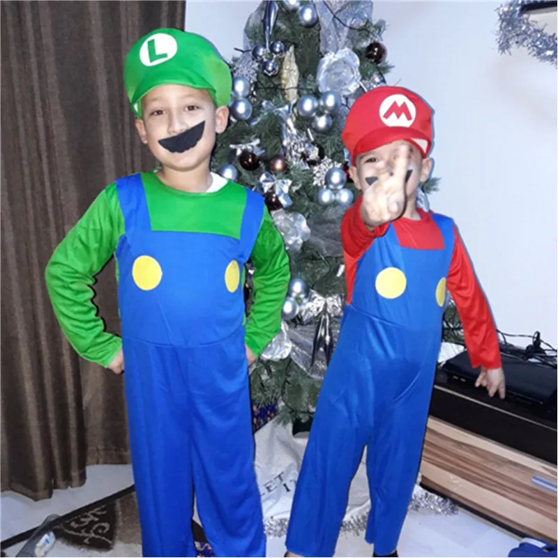 Birthday Super Brothers Luigi Cosplay Costume Kids Booys Funy Bros Plumber Fancy Costumes Dress cosplay jumpsuit,superhero cosplay costume,kids cosplay costume
