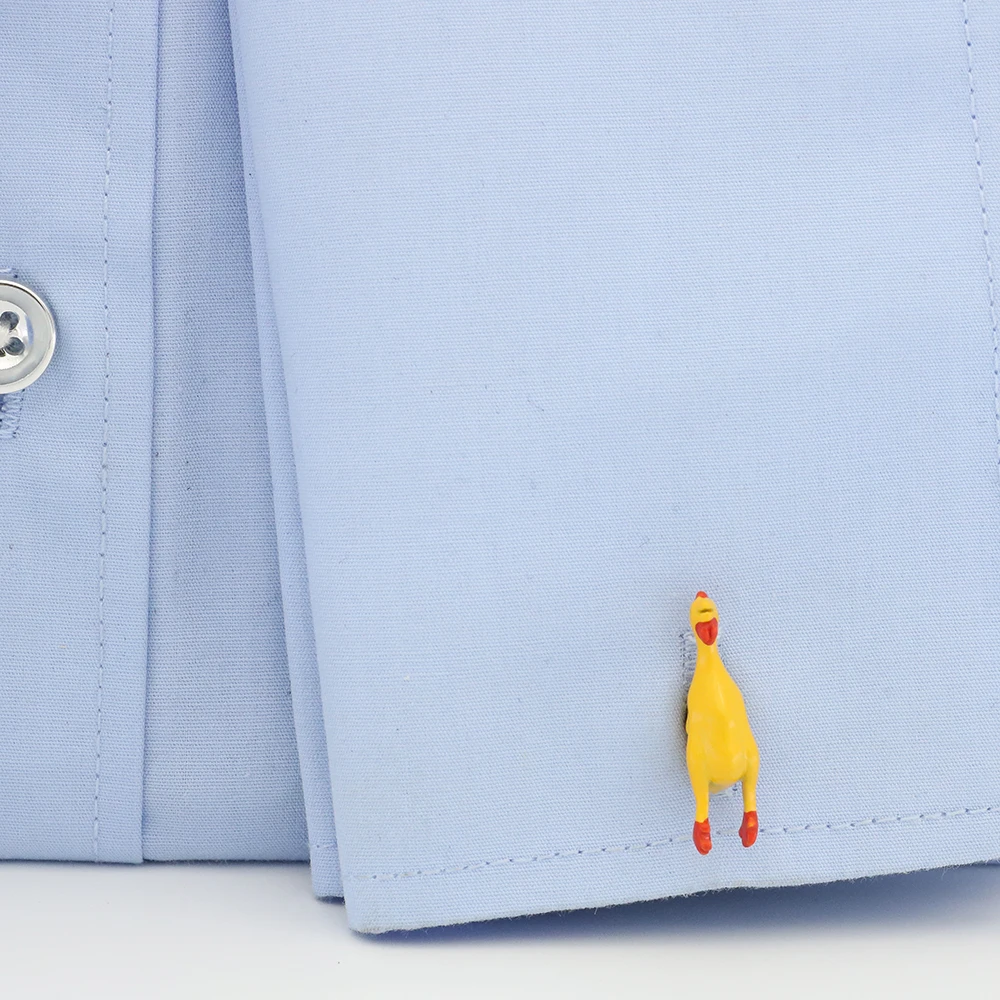 남자의 비명 치킨 커프스 단추 품질 황동 소재 노란색 장난감 치킨 커프스 단추 도매 및 소매