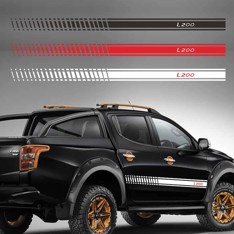 2 шт./лот для Mitsubishi L200 боковой юбки подоконник полосы тела наклейки автомобиля Стайлинг авто аксессуары