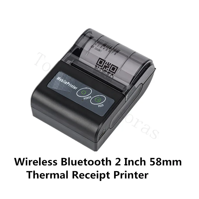 Mini imprimante thermique portable sans encre, 58mm, sans fil, USB BT, ESC, POS, Windows, Android, PC