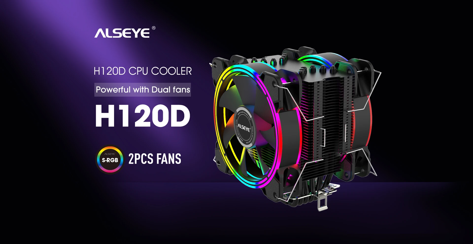 ALSEYE H120D CPU Cooler RGB Fan 120mm PWM 4 Pin 6 Heat Pipes Cooler for LGA 775 115x 1366 2011 1200 AM2+ AM3+ AM4 support X99