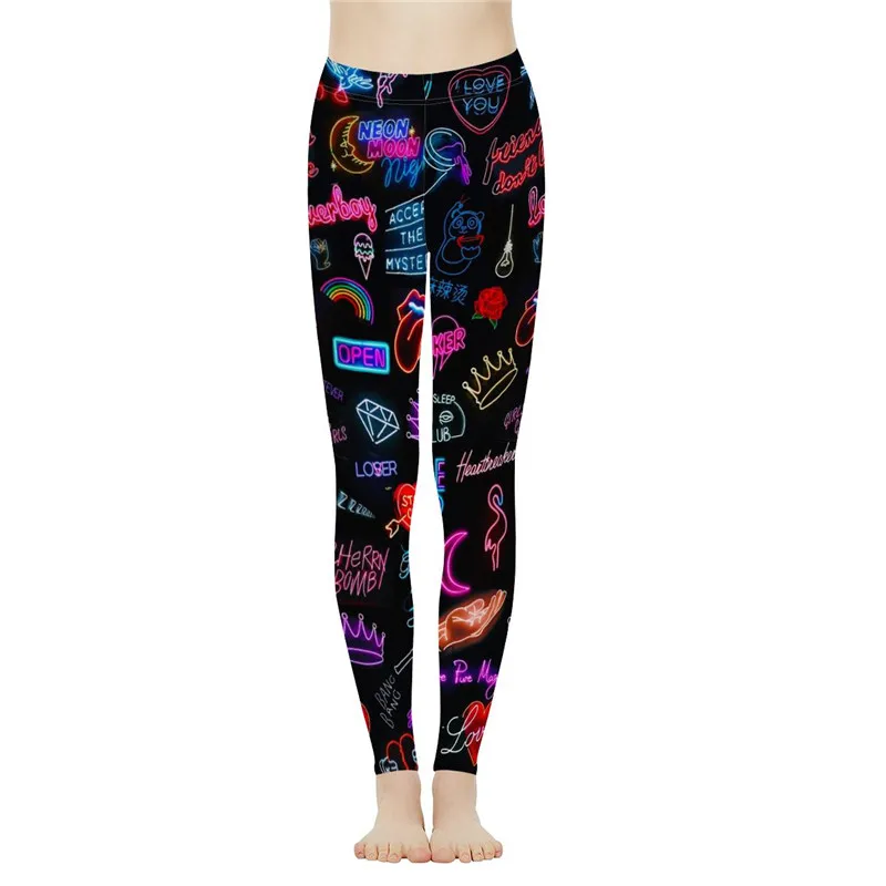 

Pants Women Black Leggings Hot Sell Women's Rock Music Print Workout Leggings Femal Push Up Pants Trousers Stretch Plus Size
