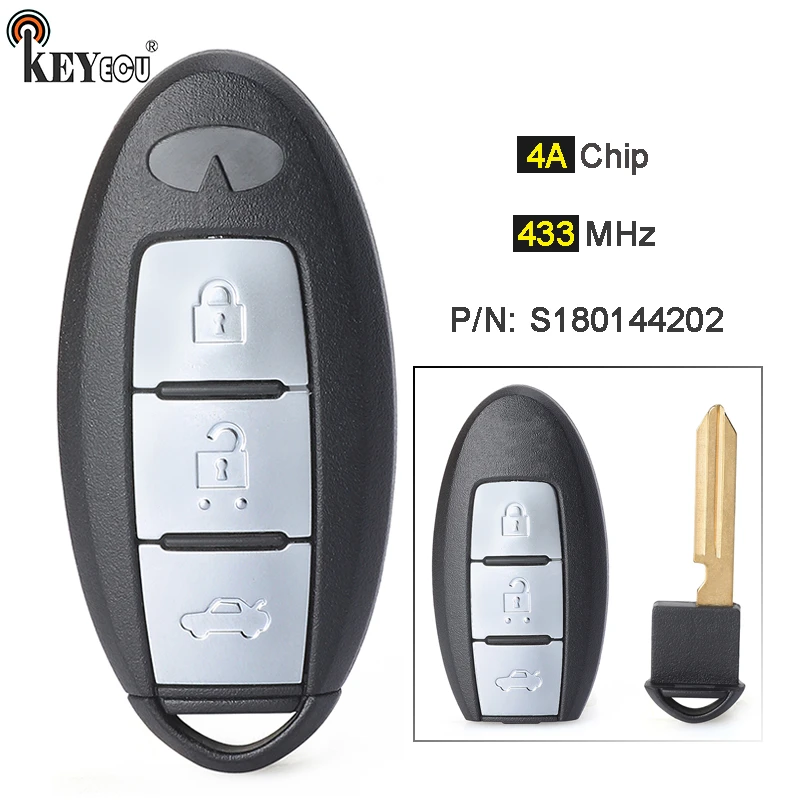 Keyecu 433mhz 4a Chip P/n: S180144202 Smart Remote Car Key Fob For 