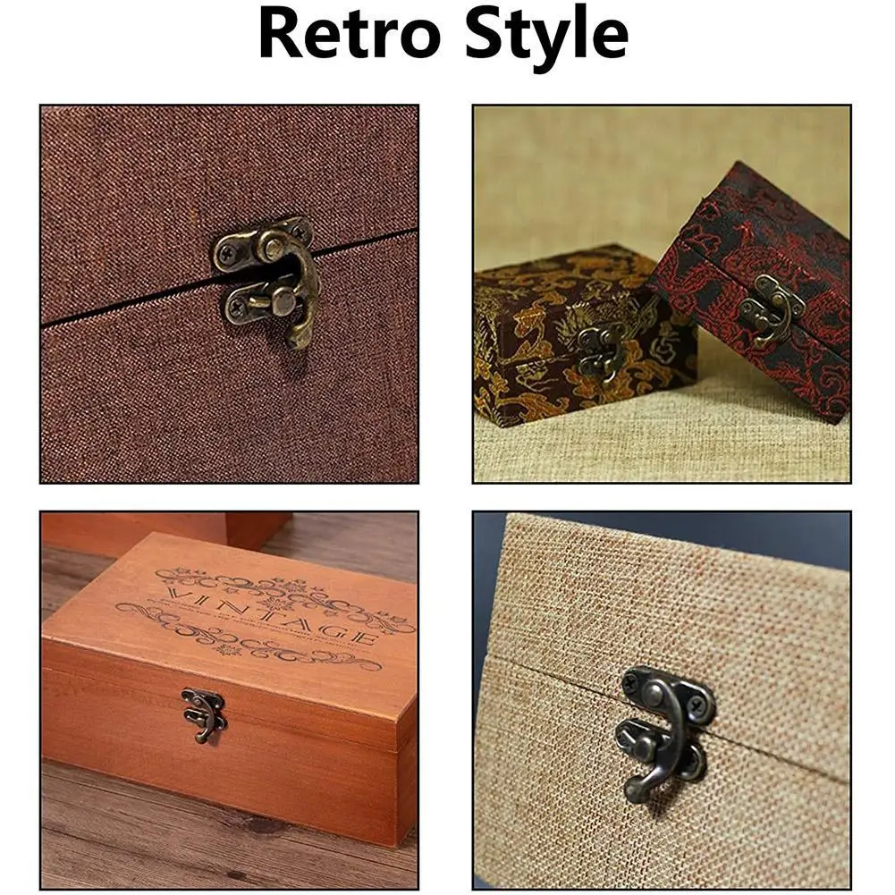 Jewelry Box Antique Vintage Latch Catch Hasp Pad Gift Chest Lock Hook Hinges Concealed Buckle Accessories