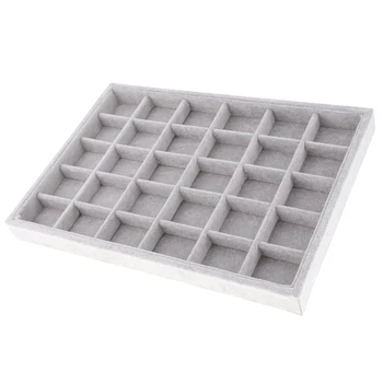 

2Pcs 30 Compartments Velvet Bracelet Bangle Watch Jewelry Display Tray Holder for Personal Use, Shop Display, Black and Grey