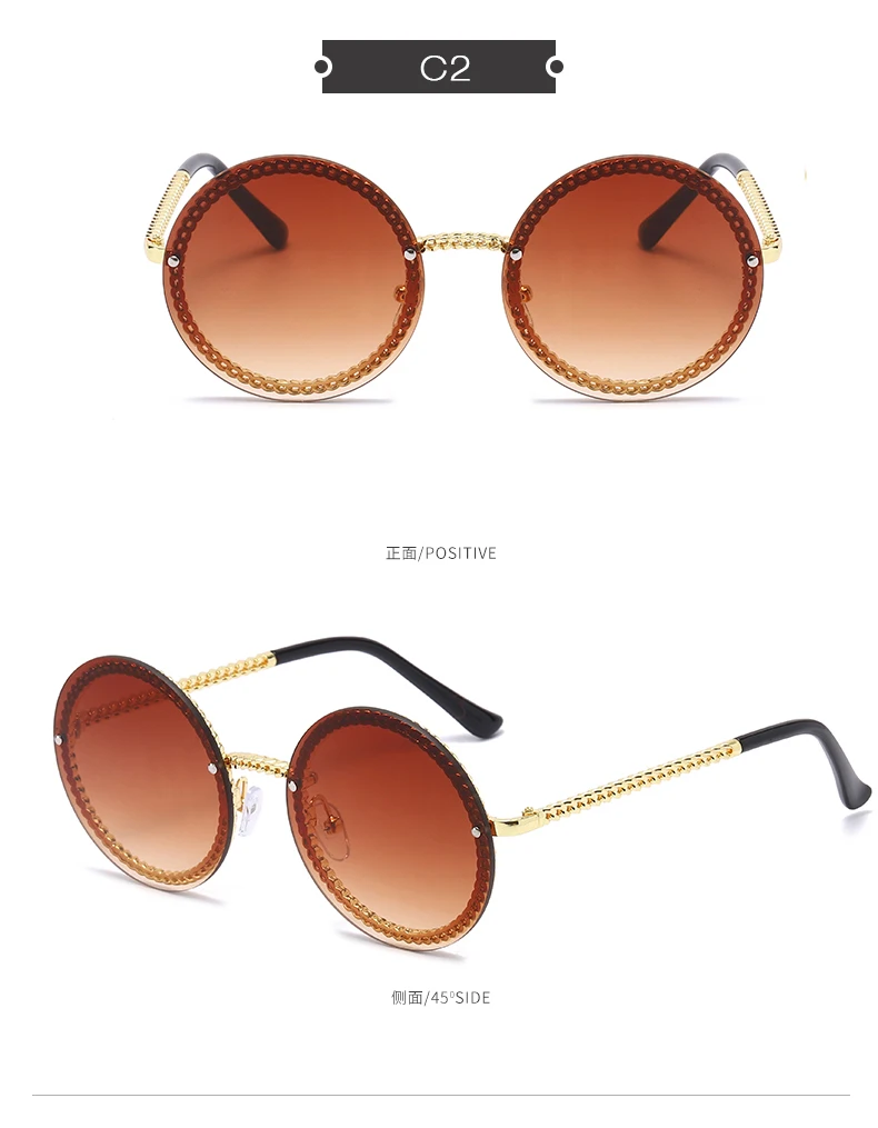 Винтажные круглые женские солнцезащитные очки с жемчужной цепочкой, аксессуар, роскошный фирменный дизайн, ретро Золотая оправа, солнцезащитные очки, женские оттенки