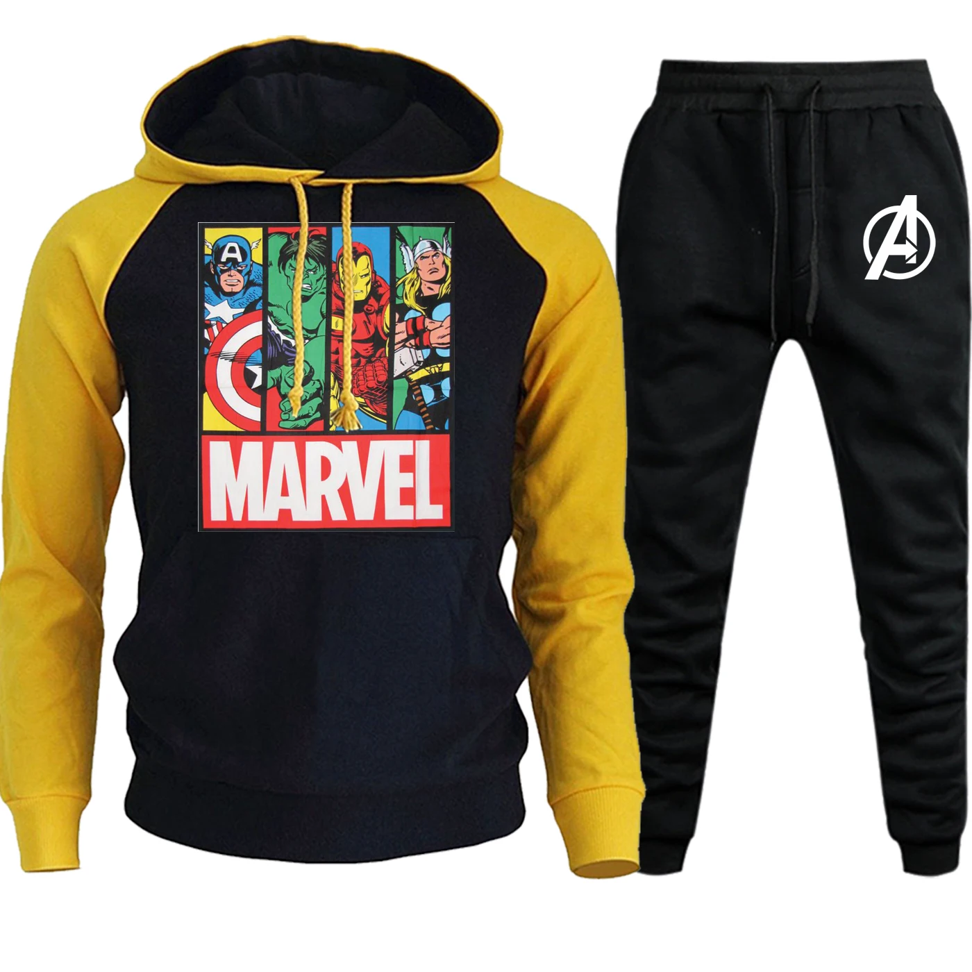 Marvel Мстители Новинка осень зима реглан мужская спортивная одежда с капюшоном Модный пуловер костюм Повседневная Толстовка с капюшоном+ брюки комплект из 2 предметов