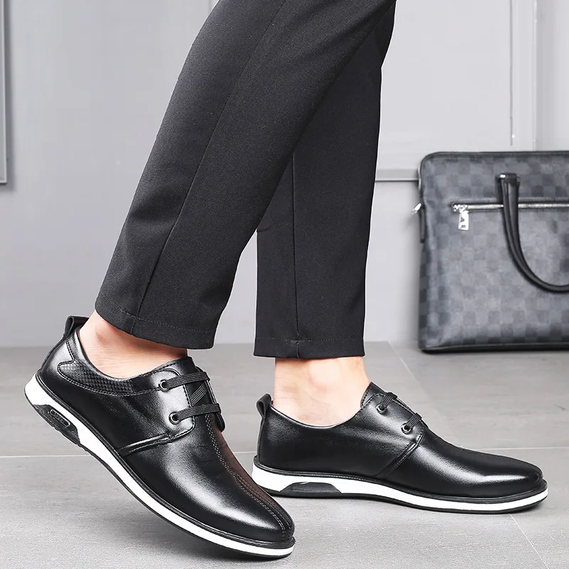 New Style Autumn Bright Surface Pointed-Toe Men England Casual Small Leather Shoes Lace-up 9566 Enterprise Business