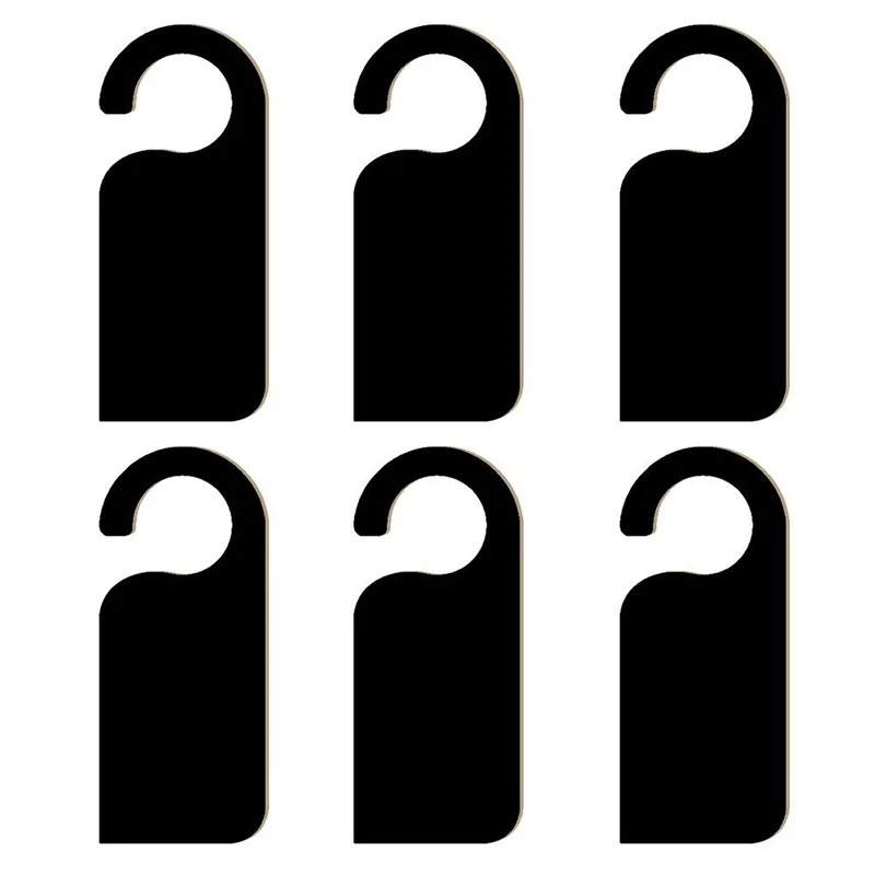 6 Pcs Wooden Door Sign Hanger Mini Double-Sided Wood Blackboard Chalkboard Message Notes Memo Board Door Knob Hanger Sign, Black