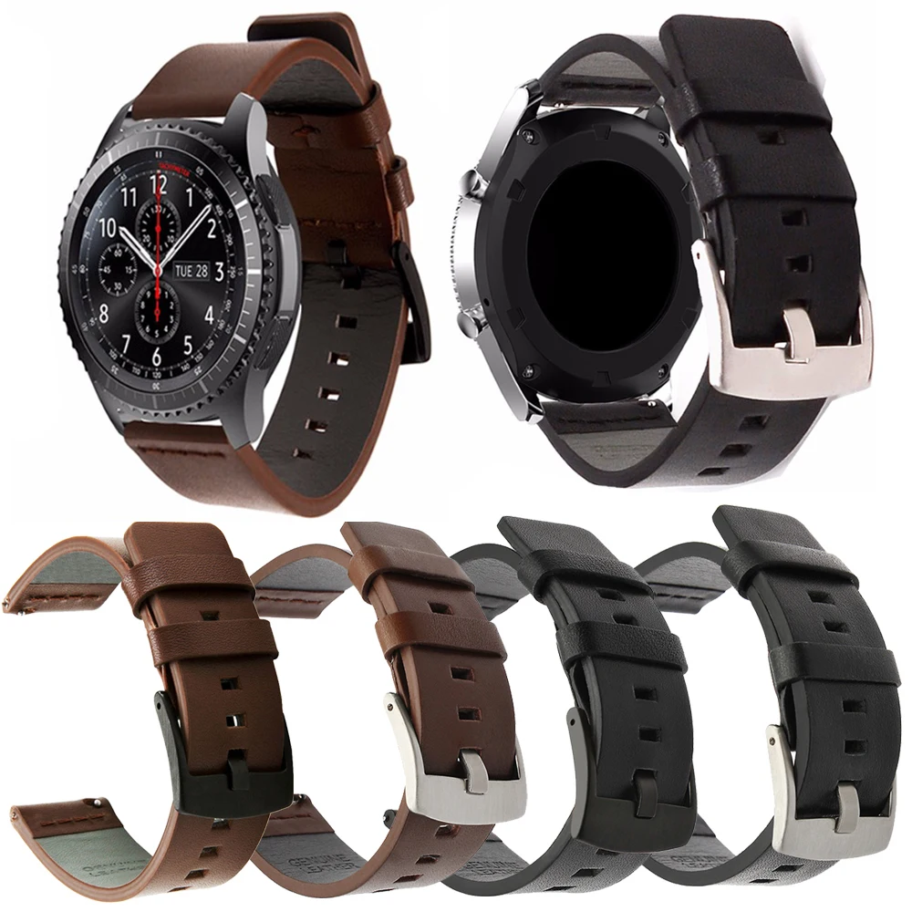 22 мм ремешок для часов из натуральной кожи Samsung Galaxy Watch 46 Gear S3 Sport Xiaomi Huami Amazfit 2 Quick