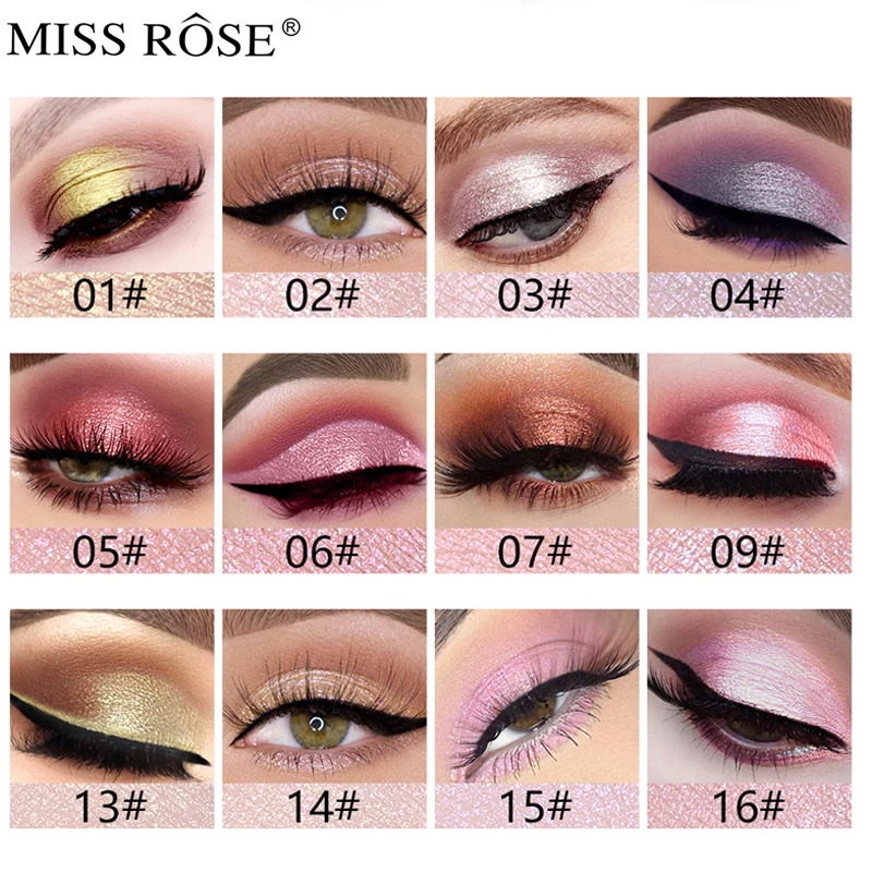 Miss Rose 16 Color Eye Shadow Makeup Palette Glitter Palette Eyeshadow Pallete Waterproof Glitter Eyeshadow Shimmer Cosmetics