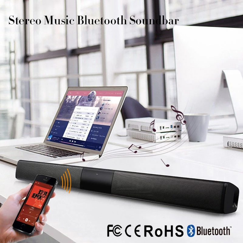 

Rsionch 20W Column Wireless Bluetooth Speaker TV Soundbar Music Stereo Home Theater Portable Sound Bar Support 3.5mm TF on TV PC