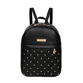

35# Women Rivet Backpack Fashion Causal Bags Bead Female Shoulder Bag Backpacks Mini Backpack mochila de couro mujer