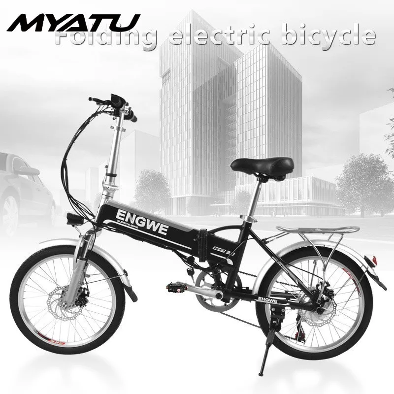 

MYATU 2019 New Arrival Electric Bicycle 20 Inched 8AH Folding Moped Electric Bike Inflatable Rubber Tire With Disc Brake