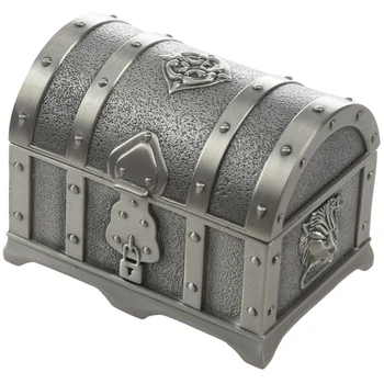 

WSFS Hot Rectangle Vintage Metal Treasure Chest Trinket Jewelry Box Jewellery Organiser Storage Boxes Ring Case Gift for Girls L