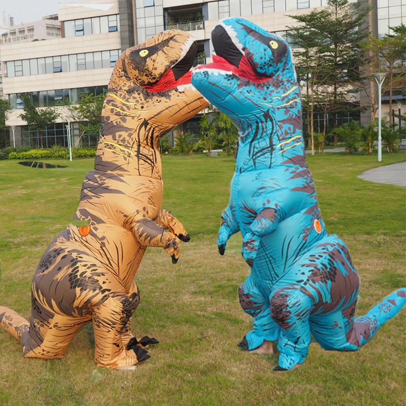 Anime Cospaly Men T REX Inflatable Dinosaur Costume Adult t-rex Mascot Costume Adultos Halloween Dinosaur Costume for Kids Women