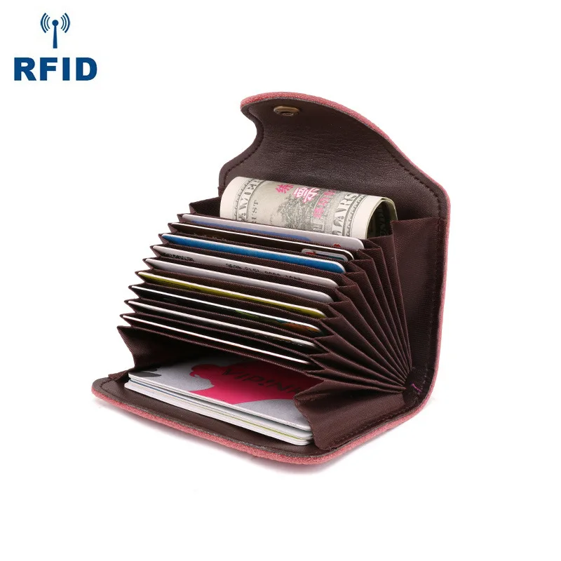 

Supply of Goods RFID Women's Wallet Candy-Colored Cute Card Bit More Genuine Leather Organ Document Package Purse Card Clamp