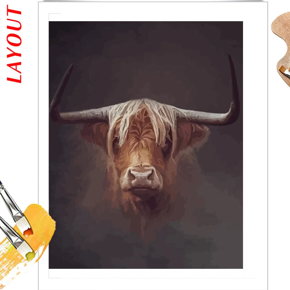 Cow Portrait - Paint by Numbers Kit for Adults DIY Oil Painting Kit on  Canvas