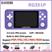 Novo rg351p anbernic retro console de jogos rk3326 linux sistema pc escudo ps1 jogador jogo portátil bolso rg350 handheld game console