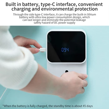 

Hand Wash Handsfree Sensitive Wall Mounted IR Sensor Kitchen Touchless Automatic Rechargeable 280ml Bathroom Soap Dispenser