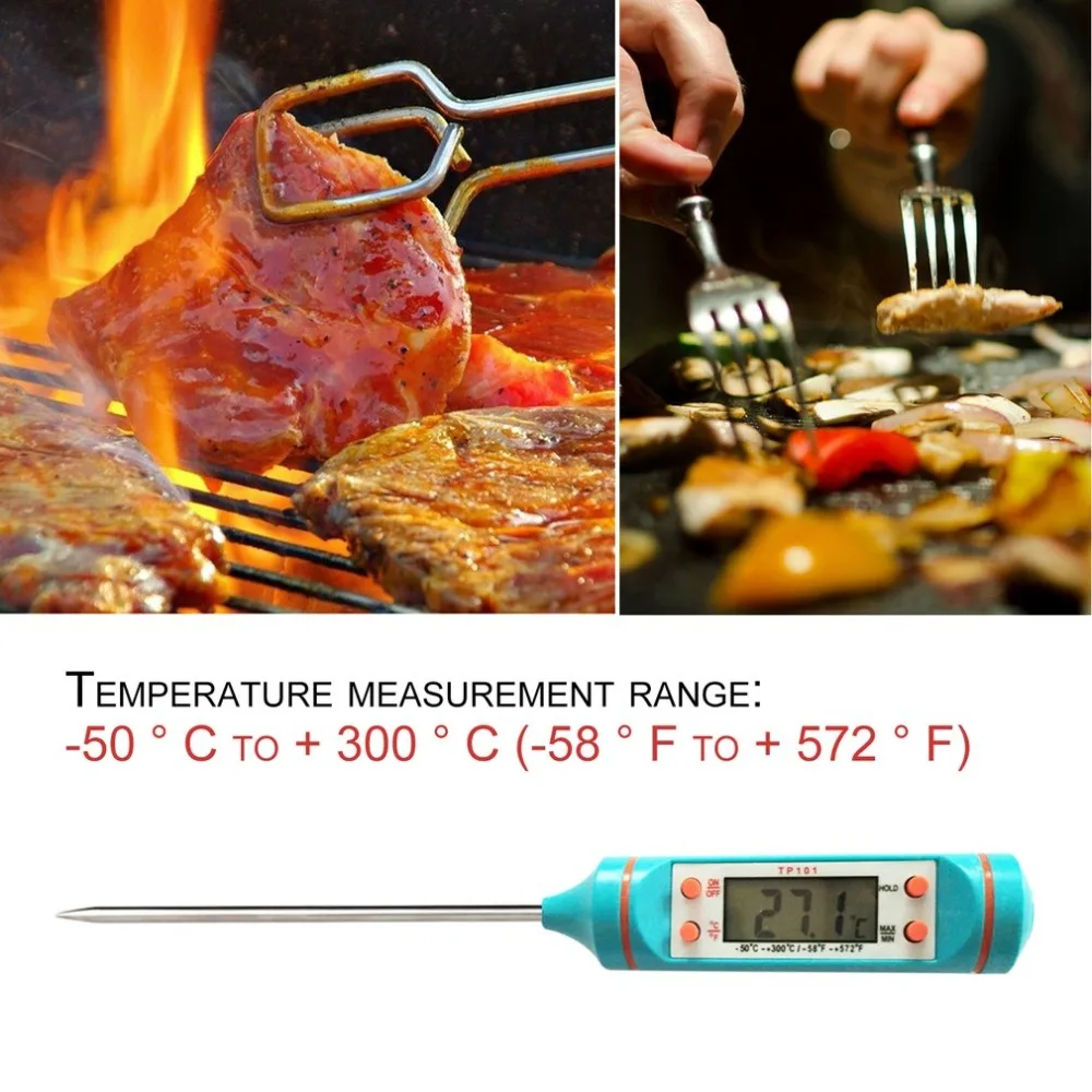 Цифровой ЖК-экран, термометр для пищевых продуктов Зонд из нержавеющей стали, кухонная печь для барбекю, жидкие кухонные принадлежности