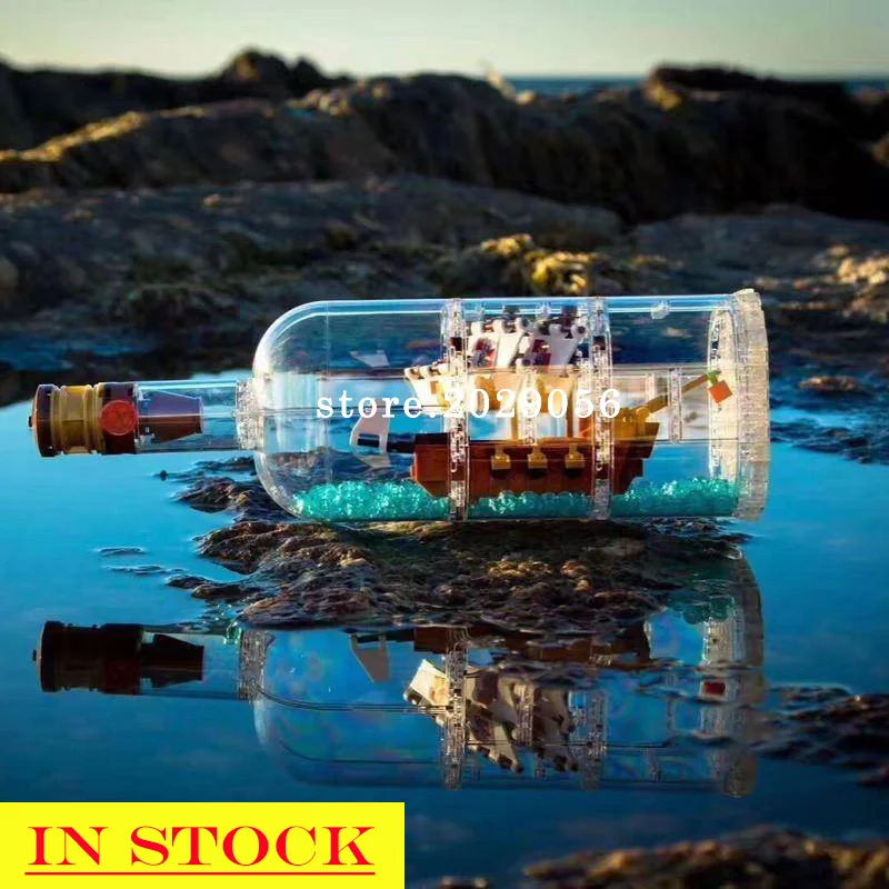 Baratos En existencia 16051 Ideas creadoras Piratas del Caribe barco en una botella bloques de construcción ladrillos regalos para niños Bela compatible 21313