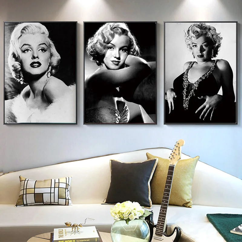 Marilyn Monroe Black and White Photo Famous Vintage Canvas Painting Posters Prints Wall Art Picture for Living Room Decor | Дом и сад