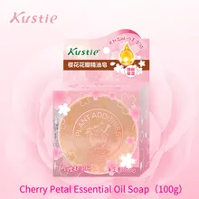 Kustie мыло с эфирным маслом, Отбеливающее мыло, аромат цветущей вишни, глубокое очищение лица, цветочное Мыло для волос, для ванны и тела, 100 г